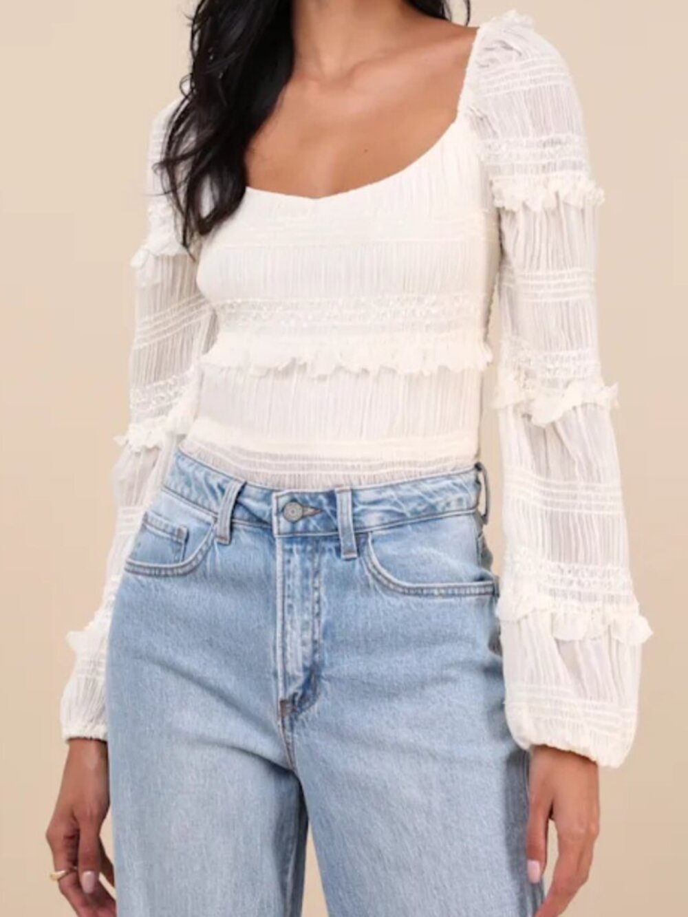 Textured Long Sleeve Top